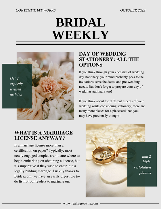Bridal Weekly Package 11/09/23