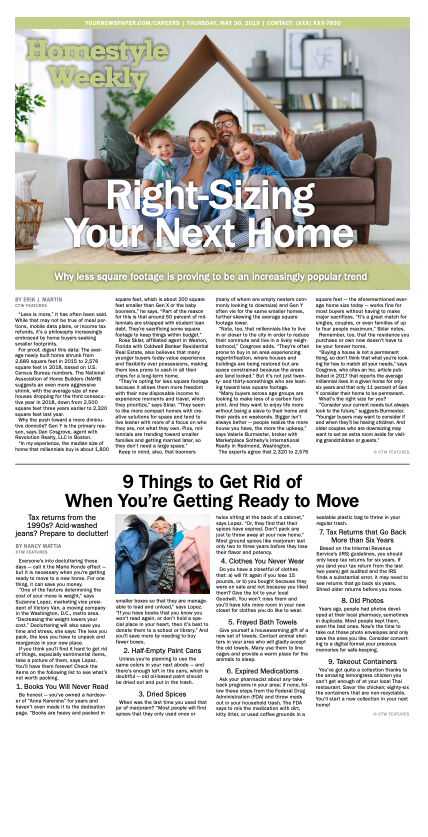 Homestyle Weekly: Right-Sizing Your Next Home